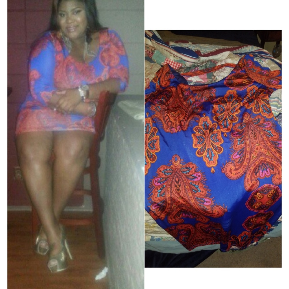 Orange and Blue dress worn once